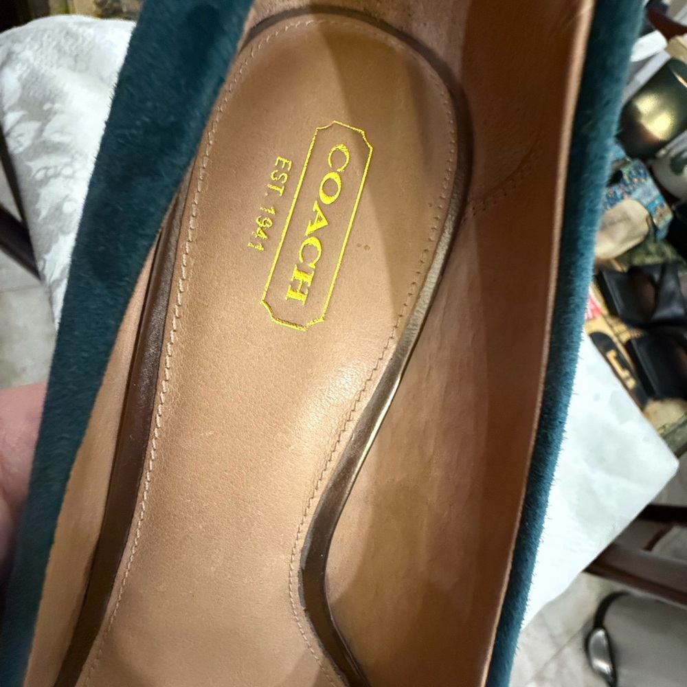 Coach Teal Suede Women's Pumps - Picture 8 of 13